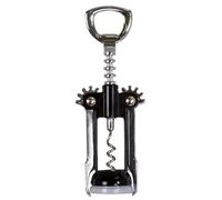 Evriholder Winged Corkscrew for Wine Bottles, Easy Manual Cork Remover, Multi-Purpose Opener for Beer and Soft Drinks, Ergonomic Handle, Stainless Steel, Dishwasher Safe, Black