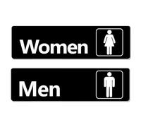 evron Lot de 2 panneaux de toilettes pour homme et femme, panneaux de porte de salle de bain, pour bureau/affaires/maison/restaurant, panneau de toilette, imperméable, gaufré non décoloré, 21,1 x 6,1