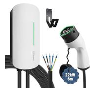 EVSEdesigner Borne de Recharge 22kW Type 2 pour Voiture Électrique, Wallbox Triphasée 32A avec Câble 6m, Chargeur VE Mural pour Maison et Garage, IP66 Étanche avec Protection RCD 30mA AC + 6mA DC