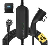 EVSEdesigner Chargeur EV Type 2 Schuko Portable Wallbox avec Sac de Transport pour Tous Les véhicules électriques et Hybrides Rechargeables 3.6kW 10/13/16Amp 6 Mètres Monophasé