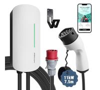 EVSEdesigner Wallbox 11kW avec APP Borne de Recharge Véhicules Électrique, Type 2 Station de Charge, 400V 6-16A Triphasés Câble de 7.5M Utilisation Extérieure et intérieure, RCD Tyoe A+6mA, IP66