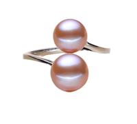EVSER Black Pearl Anneaux for Femmes, Mariage Natural Double Pearl 925 Silver Women's Rings with Pearl Engagement Girl Girl Birthday Home (Color : Purple Ring, Size : Resizable)