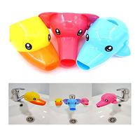 EVSOFMLF Lot de 3 rallonges de robinet pour enfants, tout-petits, bébés amusants et sûrs (dauphi bleu, canard jaune, éléphant rose)