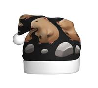 EVSvcxz Capybara Bonnet de Noël unisexe avec imprimé Père Noël pour adultes, chapeau d'hiver en peluche