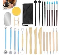 EVTHUR Lot de 27 outils de modelage en argile polymère, outils d'argile, kit d'outils en céramique avec sac de rangement. Outils de moulage de boue pour professionnels et débutants.