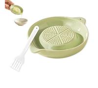 EVTHUR Râpe en Céramique Verte, Râpe à Gingembre et à Ail avec Pinceau, pour Cuisine Familiale, Compote de Pommes, Citron, Jus, Diamètre 9 cm, Hauteur 2 cm