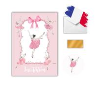 EVTI 10 Carte d’invitation pour Anniversaire fille thème Danse classique, Kit invitations Ballet créatif en français, Cartes anniversaire à gratter Danse artistique