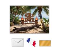 EVTI 10 Cartes d’invitation anniversaire enfant, thème Koh Lanta aventure, invitations fête à gratter jungle survivant, garçon fille avec enveloppes