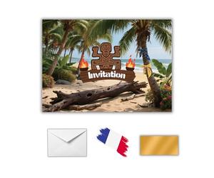 EVTI 10 Cartes d’invitation anniversaire enfant, thème Koh Lanta aventure, invitations fête à gratter jungle survivant, garçon fille avec enveloppes