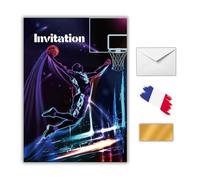 EVTI 10 Cartes d’invitation anniversaire thème basket, invitations sportives à gratter enfant, Carte anniversaire match basket pour garçon avec enveloppes
