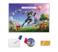 EVTI 10 Cartes d'Invitation Anniversaire thème Jeu vidéo, Invitations Anniversaire Jeu de bataille à gratter fille en Français, Invitation personnage d’aventure créative à Gratter avec enveloppe