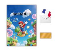 EVTI 10 Cartes d'Invitation Anniversaire thème Karting, Invitations Anniversaire Jeu aventure à gratter fille en Français, Invitation jeu vidéo d’aventure créative à Gratter avec enveloppe