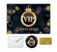 EVTI Invitation VIP en français, Carte d'invitation anniversaire enfant et adulte, Carte à gratter pour Soirée VIP mixte garçon et fille - Fête anniversaire 4 à 99 ans femmes et hommes