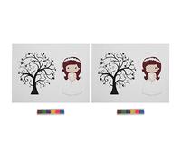 EVTSCAN Arbre d'empreintes digitales Livre d'or, 2 Ensembles de nom personnalisé Empreinte Digitale Bricolage Livre d'or Signature Arbre pour la fête d'anniversaire de Mariage