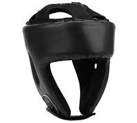 EVTSCAN Casque de Boxe Casque de Boxe Cuir PU Réglable Protège-tête Sanda Kickboxing Formation Défense MMA Couvre-Chef(S-Noir)