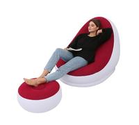EVTSCAN Chaise Gonflable Confortable PVC FLOCKAGE Rapport avec Tabouret de Pied soufflage de Chaise de Salon (Red)