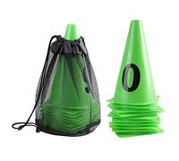 EVTSCAN Cône de trafic d'entraînement numérique de Sport en Plastique, 10pcs 23cm Portable Soccer Green Soccer Training Cone Number 0-9 Football Barriers Marker