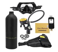 EVTSCAN Didep 1L Mini Mini Scuba Tank Diving Ensemble avec reniflard/soupape de Relief/Sangle/Lunettes de plongée/Adaptateur (Noir)