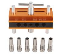 EVTSCAN Gabarit de chevilles à centrage automatique, Guide de perçage en alliage d'aluminium, jeu de bagues, localisateur de perforateur à bois, largeur 64mm pour le travail du boi