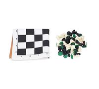 EVTSCAN Jeu d'échecs International en Plastique, pièces d'échecs Noires et Blanches, échiquier en Cuir PU, Jeux de Table, adapté aux Amis et à la Famille