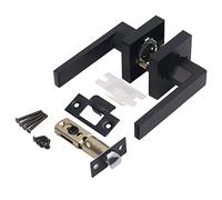 EVTSCAN Poignée de porte Ensemble de poignées de portes de passage intérieures Décoration en métal noir Installation facile Diverses épaisseurs de porte Fonction de verrouillage Universel