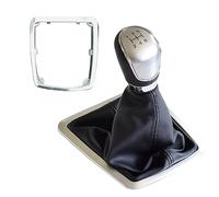 EVURU Pommeaux de leviers de vitesse, Pommeau de levier de vitesse manuel 5 6 vitesses for Ford Focus 2 MK2 FL C-MAX 2006-2011 MK3 MK4 MK7 Galaxy avec housse anti-poussière en cuir (Size : Silver-5Sp