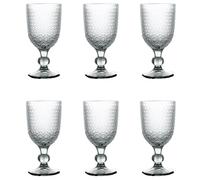 Evviva Lot de 6 verres à vin 300 ml en verre coloré et décor géométrique en relief Mozart (gris fumé)