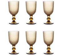 Evviva Lot de 6 verres à vin 300 ml en verre coloré et motif géométrique en relief Mozart (Ambra)