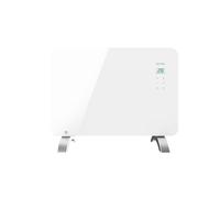 EVVO C Radiateur en Verre WiFi 1000W Écran Tactile Télécommande Minuterie Support de Pied Efficace et Silencieux Résistant aux éclaboussures (1000W, Blanc)