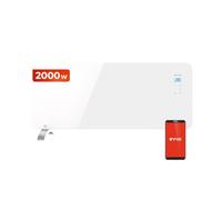 EVVO C Radiateur en verre, WiFi, 2000 W, écran tactile, télécommande, minuterie (2000 W, blanc)