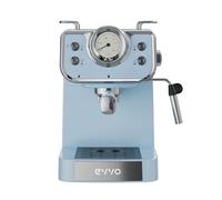 EVVO Cafetière expresso intense rétro bleue - Cafetière expresso, 15 bars, 950 W, acier inoxydable, bras double, thermoblock, préchauffage rapide, 1,5 l, vaporisateur, porte-filtres