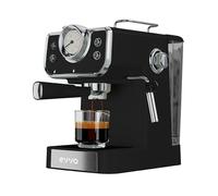 EVVO Cafetière expresso intense rétro noire - Cafetière expresso, 15 bars, 950 W, acier inoxydable, bras double, thermoblock, préchauffage rapide, 1,5 l, vaporisateur, porte-filtres