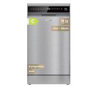 EVVO D4X Slim Lave vaisselle 45 cm installation libre 11 places efficacité C 8 programmes mode auto ouverture automatique fonction hygiène demi charge petit lave-vaisselle inox