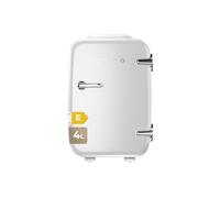 EVVO F4 Mini Réfrigérateur Rétro Blanc 4L Mini Réfrigérateur Crèmes Maquillage et Beauté Portable pour Chambre, Bureau et Voiture, Fonction Froid et Chaud, Silencieux, 12V/220V