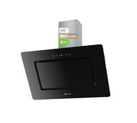 EVVO Hotte aspirante 90 cm largeur décorative, puissance 800 m³/h, filtre aluminium et charbon actif, contrôle tactile et gestionnaire, finition noire verre, efficacité énergétique CE48 Verre noir