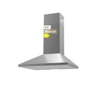 EVVO Hotte aspirante pyramidale CE20, largeur 60 cm, filtre en aluminium à 3 couches, puissance 350 m³/h, 3 vitesses, filtre charbon actif, efficacité énergétique B, finition inox