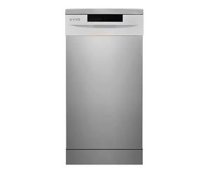 EVVO Lave-vaisselle 45 cm D1 Slim, 9 couverts, 5 programmes, plateau réglable, panneau caché (Slim - 45 cm, inox)