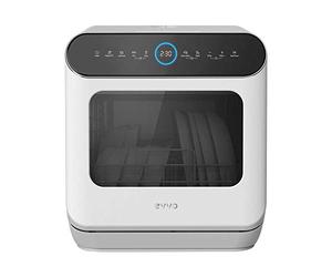 EVVO Lave-vaisselle compact et sans installation, pour bureau ou comptoir, 2 services, 6 pogrammes, séchage supplémentaire, programme ECO, programme automatique, programmable, Mini D Trip 2 (blanc)