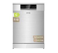 EVVO Lave-vaisselle D1YX - 60 cm, 13 services 6 programmes, fonctionnement silencieux, ouverture automatique, demi-charge, maison différée 24h, sécurité enfant, acier inoxydable