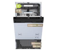 EVVO Lave-vaisselle intégré 45 cm Di.4 Slim petit lave-vaisselle 11 places 8 programmes ouverture porte automatique lave-vaisselle divisible demi-charge et démarrage