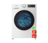 EVVO Machine à Laver Chargeur Frontal 9 kg Nature 9, 1350 tr/min Moteur Inverseur, Tambour Diamant EPROTECT, Nettoyeur vapeur, Lavage Rapide 15 pouces, Hygiène Pro (9 kg, Blanc)