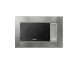 EVVO Micro-ondes intégré Mi30 Inox - 21 litres, four à micro-ondes, fonction grill, affichage numérique, verrouillage enfant et minuterie de 60 minutes, noir