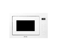 EVVO Micro-ondes intégré Mi45 Glass Wh, 25 l de capacité, grill 1200 W, porte et cadres effet brillant, multifonction, 8 fonctions, minuterie 60 minutes, affichage numérique (finition blanc cristal)