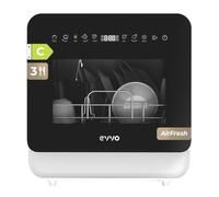 EVVO Mini D Trip 3 Lave-vaisselle compact, 3 places 6 programmes, extra air frais, écran tactile LED, préférence de démarrage, pas d'installation