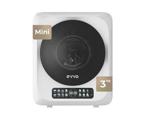 EVVO Mini S4 Sèche-linge portable 3 kg, design mini compact, panneau tactile, hygiène UV, fonction anti-rides, accessoire pour chaussures, idéal pour les espaces réduits