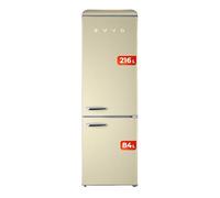 EVVO Réfrigérateur Combi F55 Retro Beige, 216 + 84 litres, design vintage (beige)