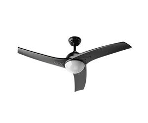 EVVO Ventilateur de plafond avec lumière LED et télécommande, silencieux, Ø 132 cm, 3 pales moteur DC 26 W, 6 vitesses, minuterie (modèle : V522, finition noire)