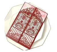 EVWGNPQRV Cartes d'invitation de mariage, Invitations de mariage émeraude strass paquet multicolore 50 cartes et enveloppes(Burgundy,Just Laser Cut Card)