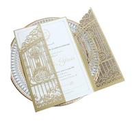 EVWGNPQRV Cartes d'invitation de mariage, Invitations de mariage émeraude strass paquet multicolore 50 cartes et enveloppes(Yellow,Just Laser Cut Card)