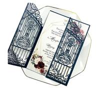 EVWGNPQRV Cartes d'invitation de mariage, Invitations de mariage émeraude strass paquet multicolore 50 cartes et enveloppes(Light green,Just Laser Cut Card)